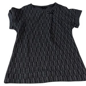 Shin Choi Gray Patterned Short Sleeve Dress 100% Wool Size Medium